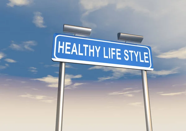 Sağlıklı yaşam tarzı yol işareti — Stok fotoğraf