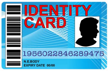 Kimlik kartı üzerinde beyaz