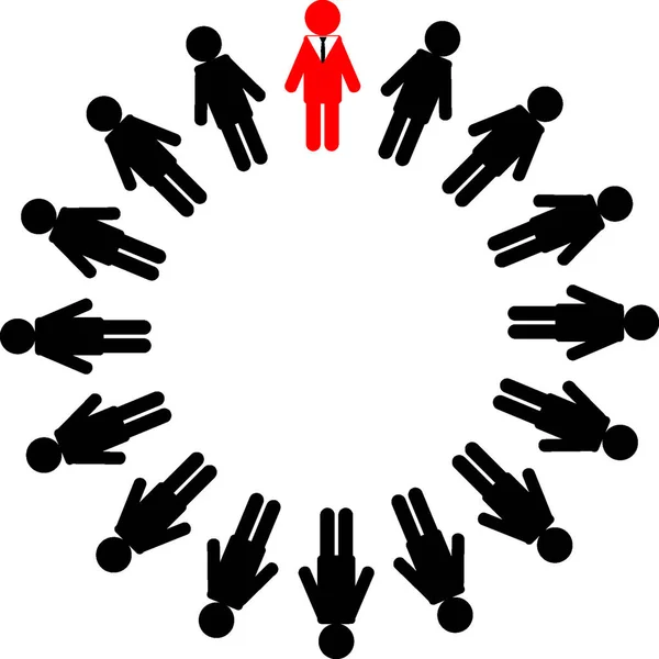 Chefe com círculo de trabalhadores — Fotografia de Stock