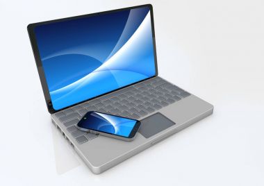Beyaz akıllı telefon ile laptop