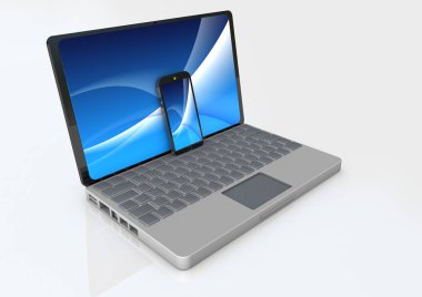 Beyaz akıllı telefon ile laptop