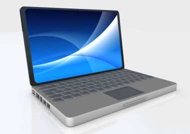 beyaz arkaplanda dizüstü bilgisayar