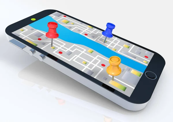 Smart Phone con mappa — Foto Stock