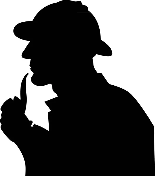 Detective uomo silhouette su bianco — Foto Stock