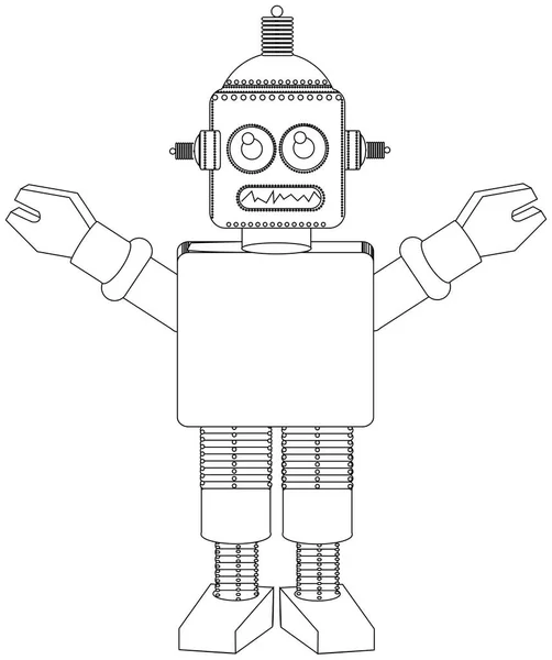 Robot coloring book line drawing — ストック写真