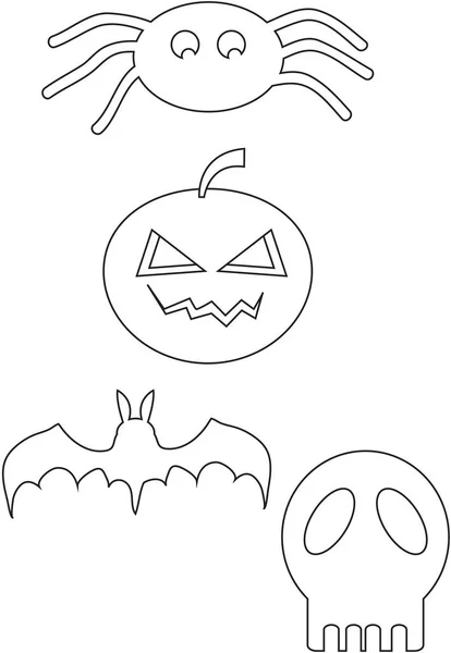 Iconos de Halloween línea de dibujo —  Fotos de Stock