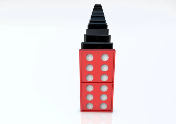 Dominobrickor staplad i en rad 3d rendering — Stockfoto