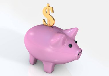 Doları sembolü kumbara 3d render