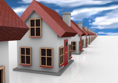Evler 3d render illüstrasyon