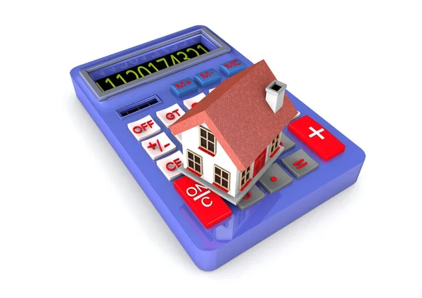 House and calculator 3D render — Stock Photo, Image
