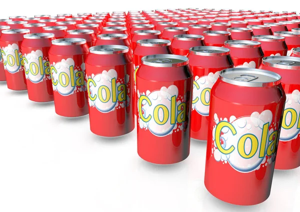 Cola puszki 3d render — Zdjęcie stockowe