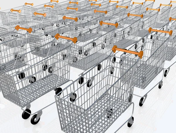 Carrinhos de compras 3D render — Fotografia de Stock