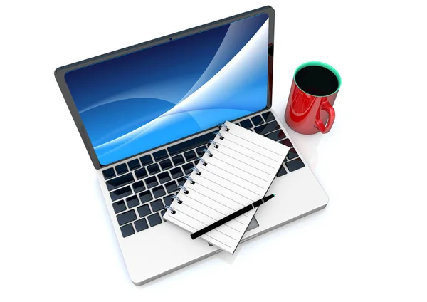 Laptop note book e café — Fotografia de Stock