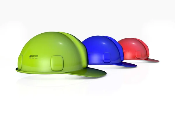 Hard hats 3D render — Stock Photo, Image