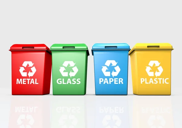 Recycle bins 3D render — Stock Photo, Image