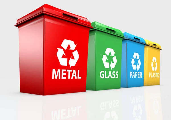 Recycle bins 3D render — Stock Photo, Image