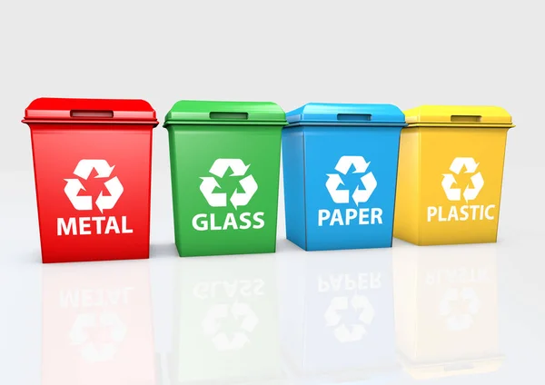 Recycle bins 3D render — Stock Photo, Image