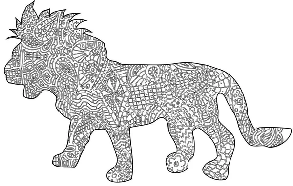 Colorir linha de livro Lion ilustração — Fotografia de Stock