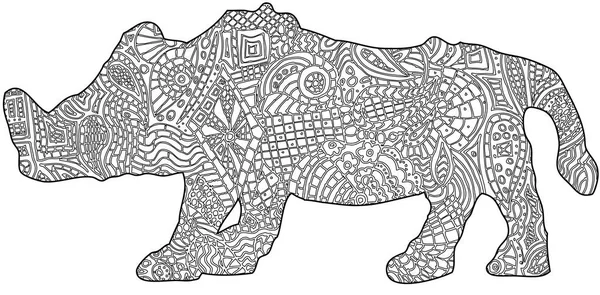 Illustrazione rinoceronte libro da colorare — Foto Stock
