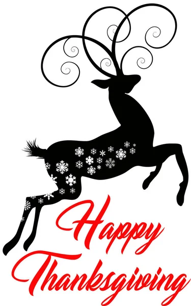 Šťastné díkůvzdání kartu s jelena — Stock fotografie