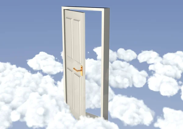 Offene Tür Mit Wolken — Stockfoto