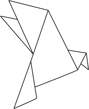 Origami kuş çizgi çizme