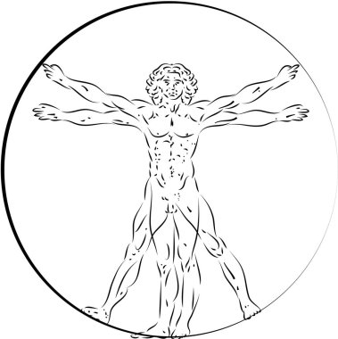 Vitruvius Adamı beyaz çizim