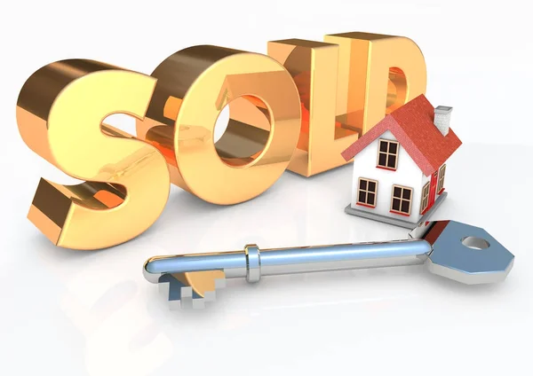 Sold House Key Render — Stock Photo, Image