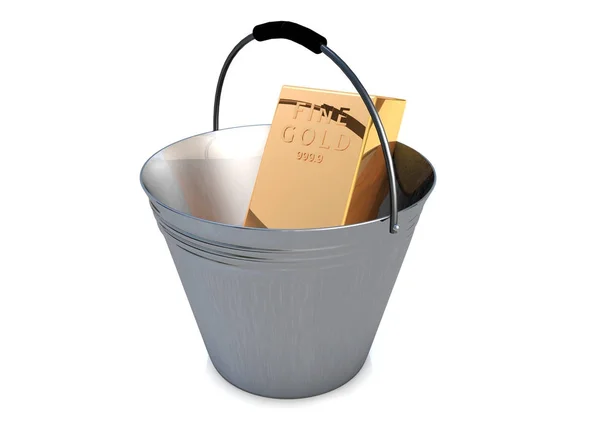 Bucket Gold Bar — Stock Photo, Image