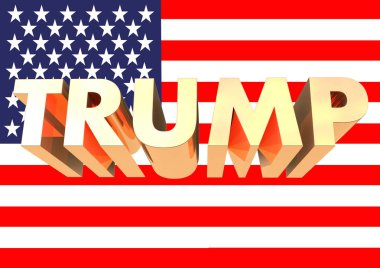 Arkaplan olarak ABD bayrağı ile Trump
