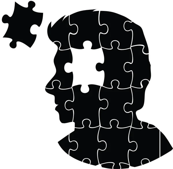 Jigsaw head of man on white illustration — Stock Photo, Image