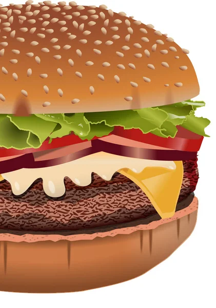 Burger ilustracja na białym — Zdjęcie stockowe