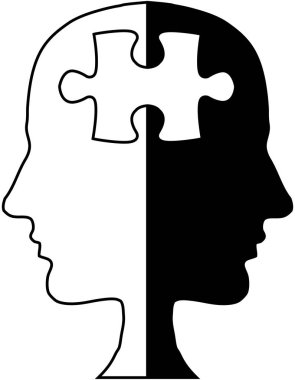 Jigsaw baş konsept illüstrasyon