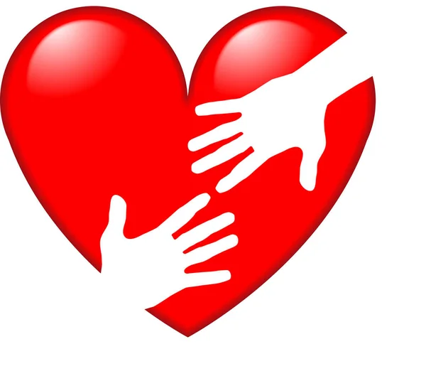 Red Heart Hands — Stock Photo, Image