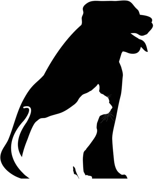 Katze und Hund Silhouette Illustration — Stockfoto