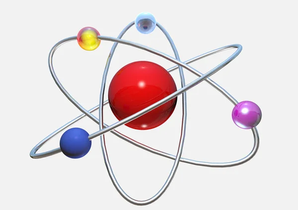 Proton Molécule Rouge Science Blanc Structure Microscopique Électrons Chimie Biologie — Photo