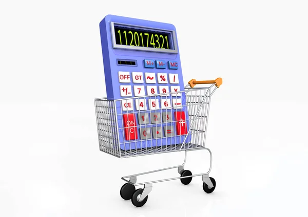 Carrinho Compras Com Calculadora — Fotografia de Stock