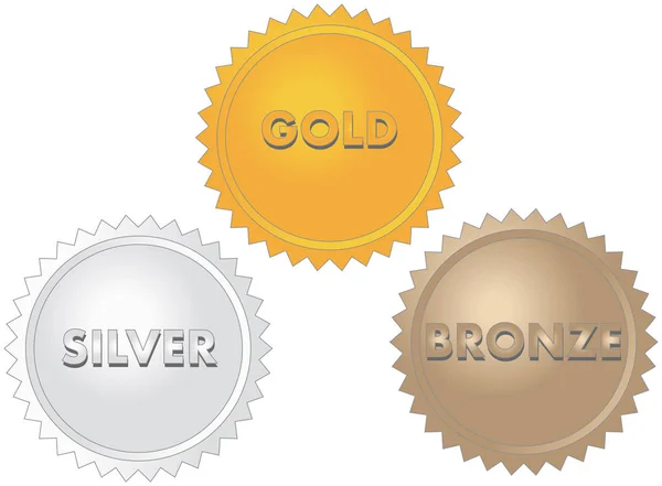 Oro plata medallas de bronce — Foto de Stock