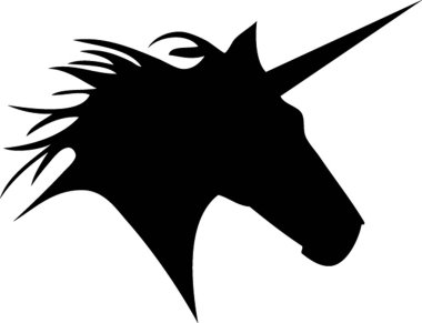 Tek boynuzlu at siluet beyaz