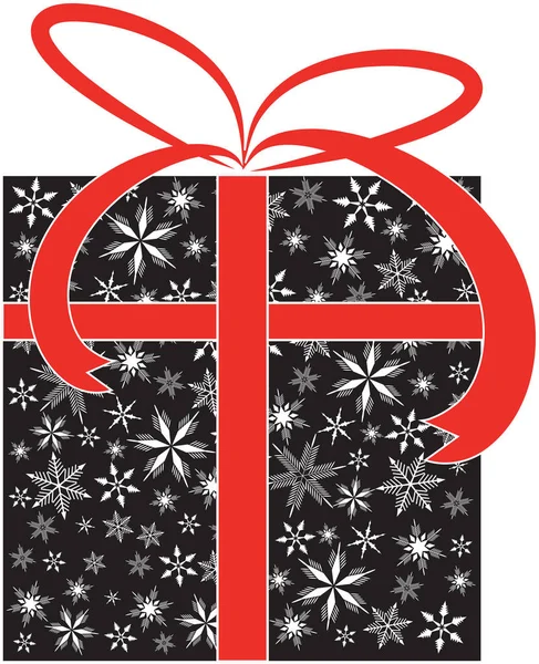 白い雪の結晶パターンを持つクリスマスプレゼント — ストック写真