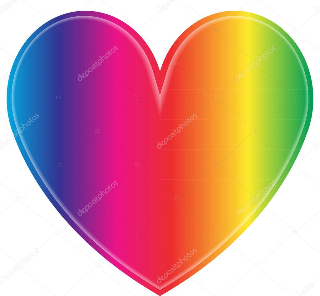 Rainbow colored heart on white