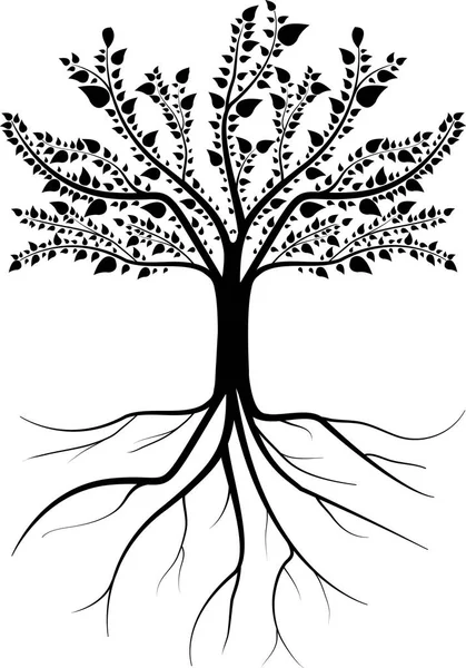 Baum Mit Wurzeln Silhouette Illustration — Stockfoto