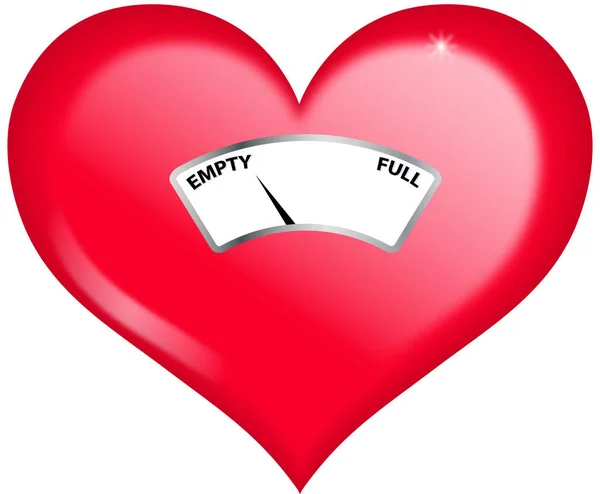 Yakıt göstergesiyle dolu kalp Emprty 'ye — Stok fotoğraf