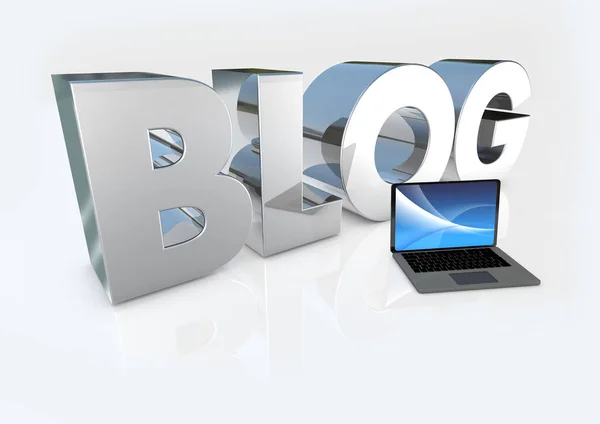 Laptop Blogg Render — Stockfoto