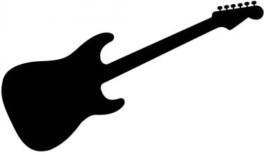 Gitar siluet resimde beyaz