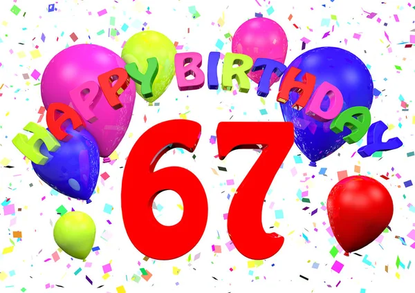 67生日快乐3D — 图库照片