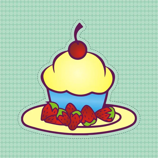 Vela de pastel de crema — Vector de stock