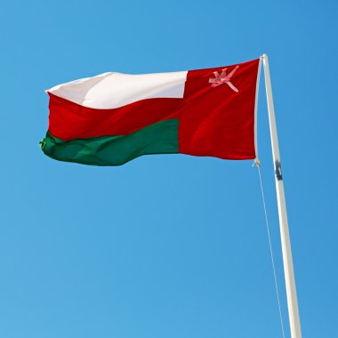 Umman dalgalanan bayrak ve bulutlu gökyüzü