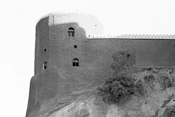 In oman muscat rock  the old defensive  fort battlesment sky and — Stock Photo, Image