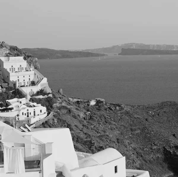 Sea  in architecture    europe cyclades santorini old town white — Stock Photo, Image